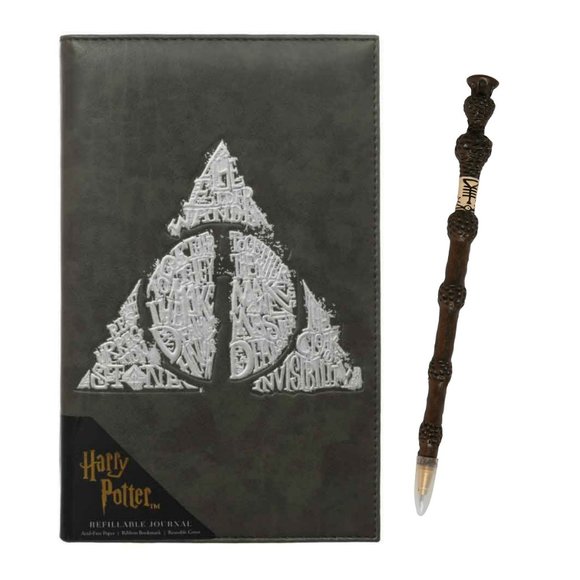 Harry Potter Deathly Hallows Embossed Journal with Elder Wand Pen - Picture 1 of 11
